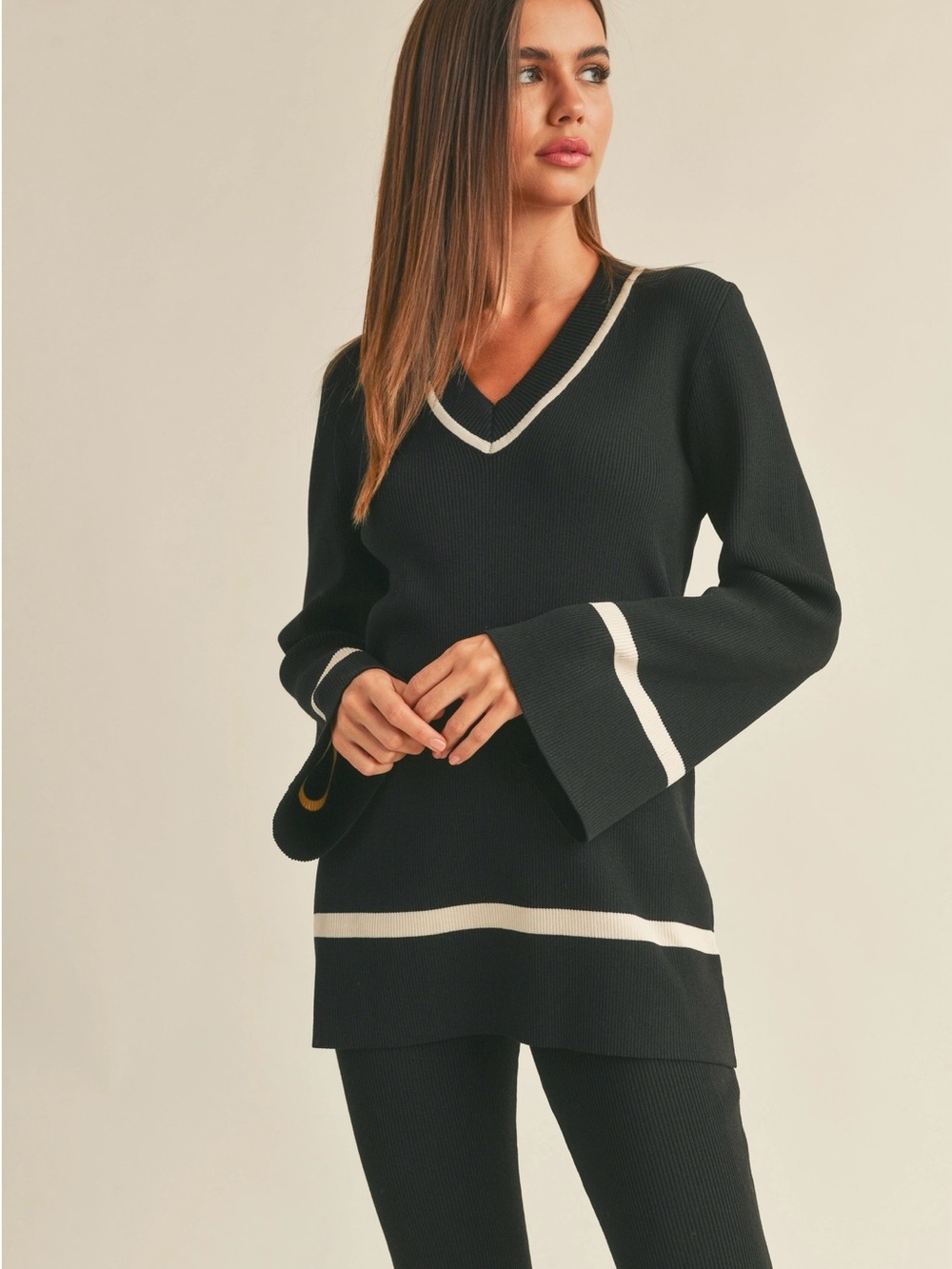Miou Muse Black & White Relaxed Sweater, Size Small